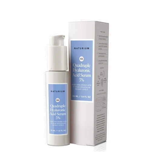 Naturium Quadruple Hyaluronic Acid Serum 5%, Hydrating & Plumping Face Serum, Anti-Aging & Moisturizing Skin Care, Fragrance-Free, 1 oz