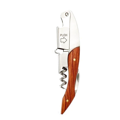 MSUIINT Elegant Stainless Steel Wine Bottle Opener, Portable Corkscrew Tool with Wood Handle, Portable Tool for Home and Gifting, Present for Wine Enthusiasts, Stylish and Functional Wine Opener