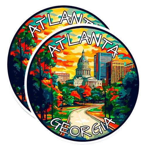 No Thorns Media Atlanta Georgia Magnet 4 inch 2 Pack Vinyl for Souvenir Gift Refrigerator Fridge Dishwasher ID44999