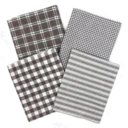 JCS Set of 4 Fat Quarters, Magnolia Gray Assorted Plaid Gingham Homespun Cotton Fabric Bundle by JCS