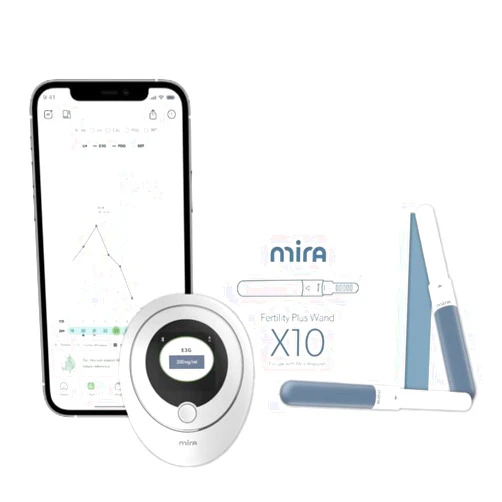Mira Plus Fertility Monitor & Ovulation Test Kit for Women, Track LH, E3G Hormone Levels, Digital Fertility Tracker + 10 E3G & LH Test Strips, Monitor and Detect Ovulation at-Home with Mira App
