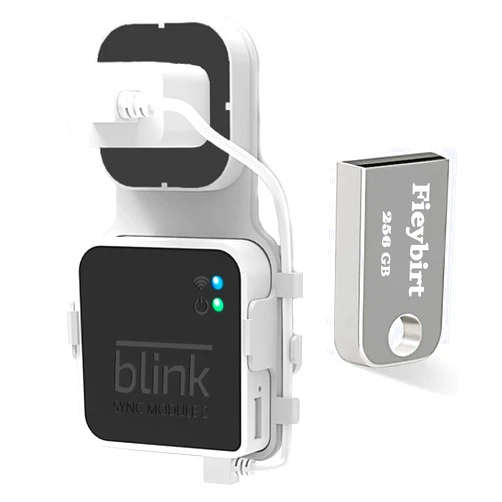 Fieybirt 256GB USB Flash Drive & Outlet Mount for Blink Sync Module 2, Space Saving and Easy Move Mount Bracket Holder for Blink Outdoor Indoor Security System (Blink Sync Module 2 is NOT Included)