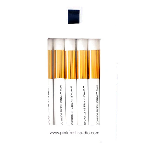 PINKFRESH STUDIO Essentials Blending Brush Set 6/Pkg-Mini, Gold,White