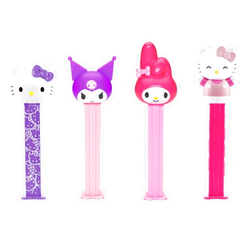 PEZ Hello Kitty Candy Dispenser Gift Set | Hello Kitty With A Bow, My Melody, Kuromi, And Purple Hello-Kitty Dispensers | Hello Kitty PEZ Dispensers Gift With EXTRA Candy Refills | Hello Kitty Party Favors, Grab Bags