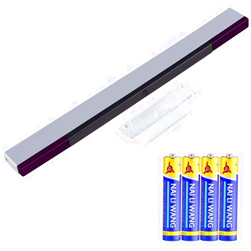 SOONORY Replacement Wii Wireless Sensor Bar, Infrared IR Ray Motion Sensor Signal Receiver for Nintendo Wii and Wii U Console with Stable Stand and 4 AAA Batteries(Black)