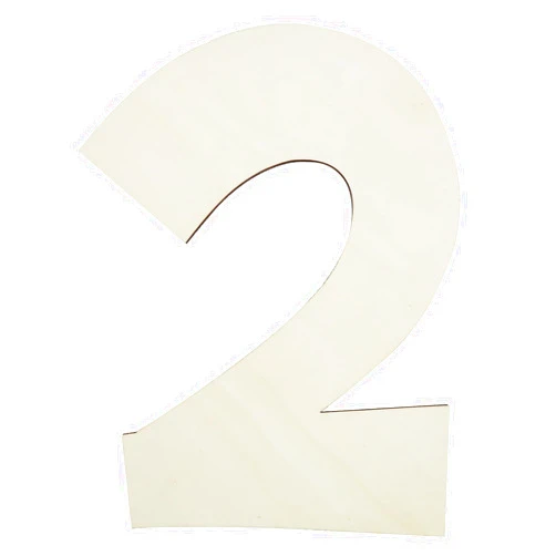 Brueyart 12 Inch Unique Wooden Numbers for Wall Decor, Unfinished Wooden Numbers Thick 1/5 Inch Large Craft Wood Digital for Garden Signs, DIY Painting Christmas Wedding Hanging Decoration - Wooden Number 2