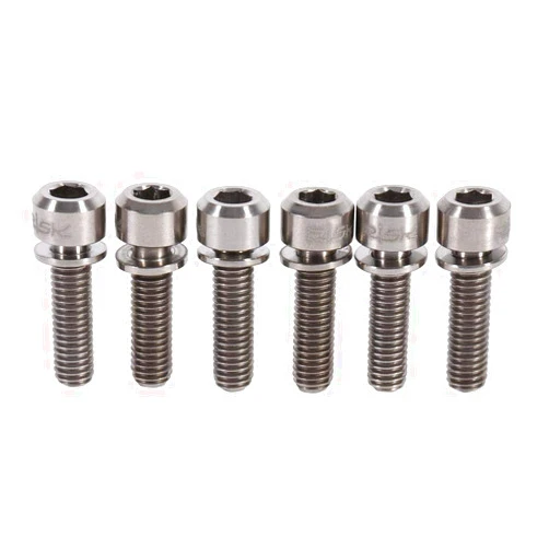VGEBY 6Pcs Hex Seat Bolt, Alloy Hex Tapered Bike Stem Headset Bolt Screw with Washers() Bike Stem Bolts Bike Seat Screw