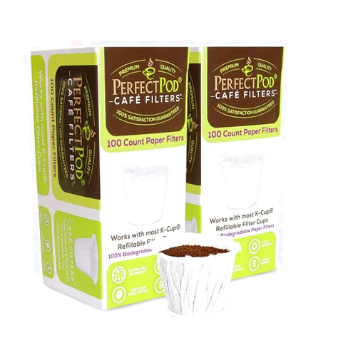 PERFECT POD Cafe Filters Paper Liners for Reusable K Cup Coffee Pods by Perfect Pod - Fits All Brands, Compatible With All Refillable Capsules - Disposable Paper Filters (200-Ct)