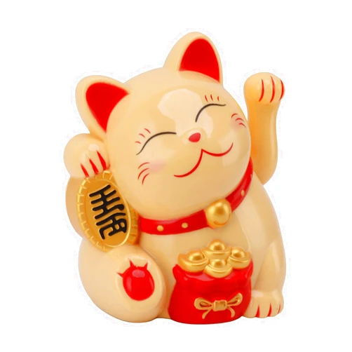 Masyrt Electric Waving Arm Fortune Cat,Lucky Fortune Cat Decorative Cute Plastic Cat Ornaments for Cashier Desk (MLY11020-2 Yellow)