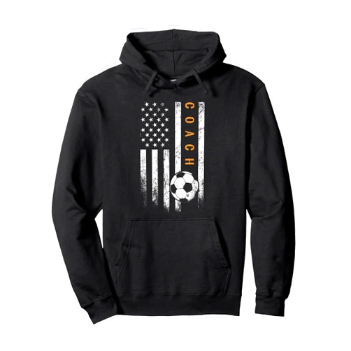 Father's Day Soccer Coach Gifts For Men Soccer Coach American Flag Design Soccer Trainer Coaching Pullover Hoodie