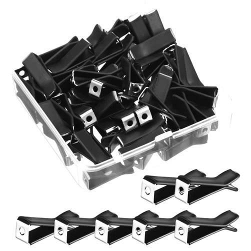 Baluue 60 Pieces Square Head Car Vent Clips, Auto Air freshener Outlet Clips with Storage Box, 9mm Auto Air Conditioner Outlet Clips (Black)