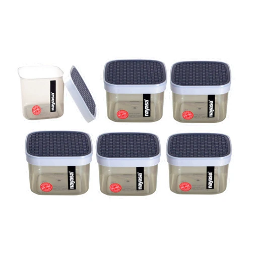 Nayasa Superplast Plastic Fusion Containers 500ml Set of 6 Grey