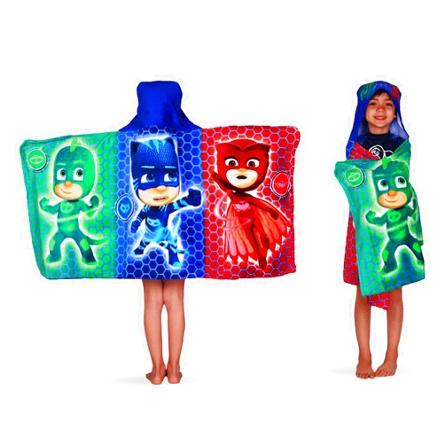 Franco PJ Masks Bath/Pool/Beach Soft Cotton Terry Hooded Towel Wrap, 24