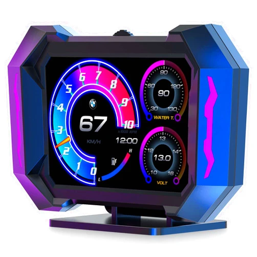 ACECAR OBD2 Gauge Car HUD Head Up Display Gauge Display Tachometer Gauge Multi-function Digital OBDII Speedometer with Car Speed MPH Altitude Driving Direction Slope Meter for Most Vehicles After 2008