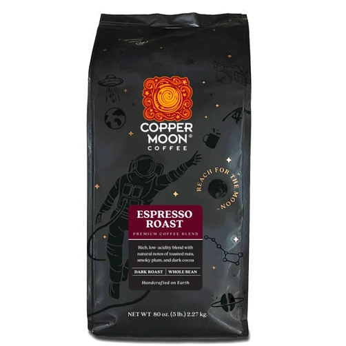 Copper Moon Dark Roast Whole Bean Coffee, Espresso Blend, 5 Lb