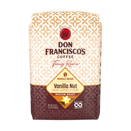 Don Francisco's Vanilla Nut Whole Bean Coffee, Medium Roast – 100% Arabica, Flavored Coffee, 20 oz Bag