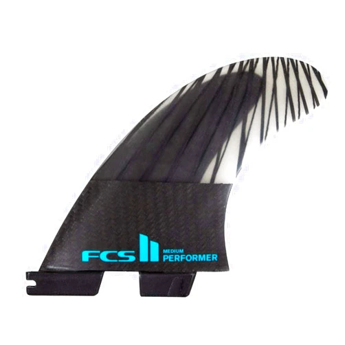 FCS II Performer Performance Core Carbon Tri Fin Set - Black/Teal - L