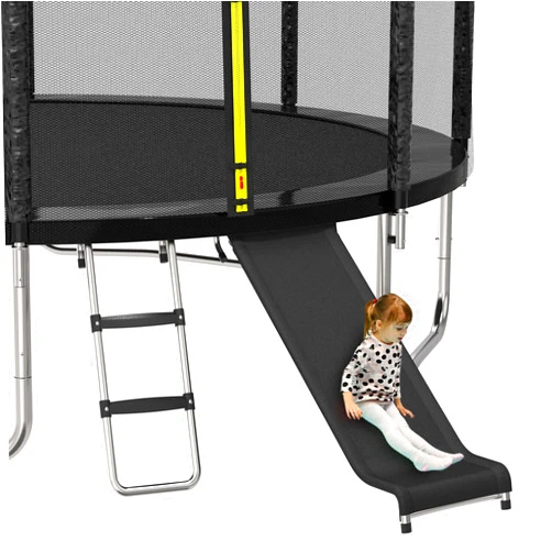 Wocarks Ergonomic Trampoline Slide with Buffer Region, 2 Steps Wide Step Slide Ladder for Trampoline, Trampoline Accessories Include Slide and Ladder for Kids Climb Up & Slide Down