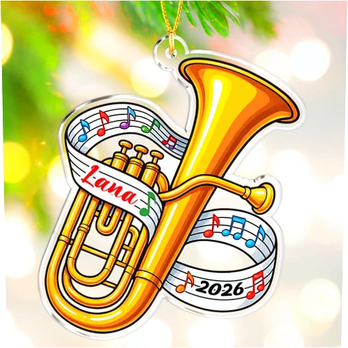 Elido Gift Euphonium Instrument Christmas Ornament 2026, Custom Year Name Euphoniums Shape Ornament Gift for Women Men Euphonium Player/Lover, Personalized Euphoniumist Ornaments Gift for Birthday Graduation