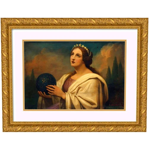 ArtDirect Nicolas Auguste Galimard 18x13 Gold Ornate Frame and Double Matted Museum Art Print Titled - Allegory of Science or Astronomy (1856)