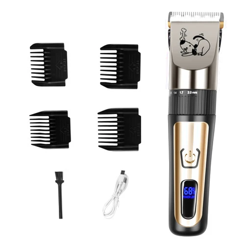 AJELU Dog Clippers, Cordless Low Noise Rechargeable Electric Dog Grooming Clipper Kit, Adjustable Clipper Comb & Detachable Blades Dog Trimmer, Suitable for Dogs, Cats, Pets