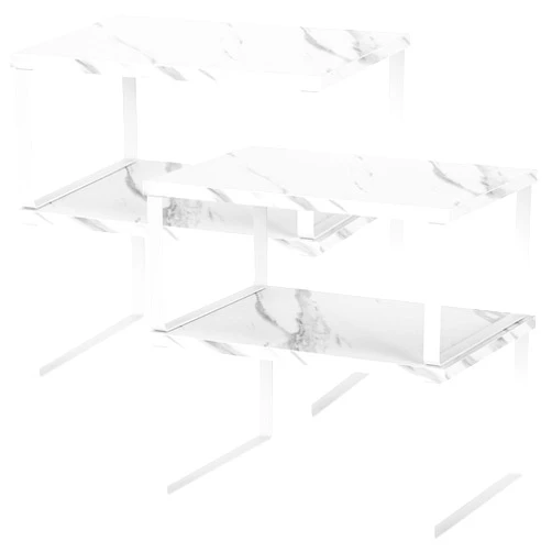 NEX Kitchen Counter Shelf, Stackable Cabinet Shelf Organizers Expandable Countertop Shelf for Pantry, Set of 4, White