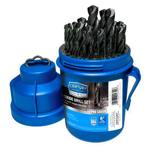 Century Drill & Tool, 24329, 29PC Set,Jobber Drill Bit,Pro-Grade, Made in The USA, Black Oxide Drill Bits