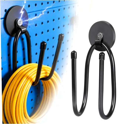 SKMYL Magnetic Hooks, Adjustable Heavy Duty Magnetic Hook, Utility Magnetic Extension Cord Organizer for Power Drill,Garden Tools, Hose,Pegboard,Garage, Workshop (2PCS 20 Pounds)