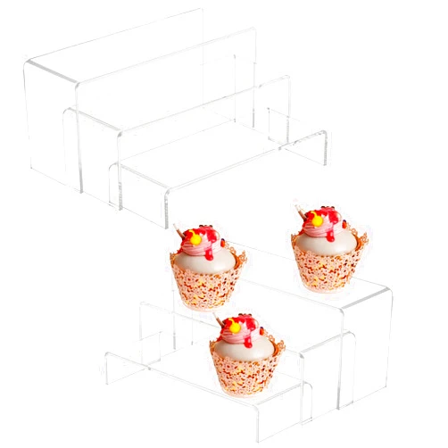 HAOWUJIN Acrylic Risers for Display, Food Risers for Buffet Table, Acrylic Riser (Black, Clear, Transparent, Iridescent, Rainbow) (Transparent, 6 Pcs Transparent)
