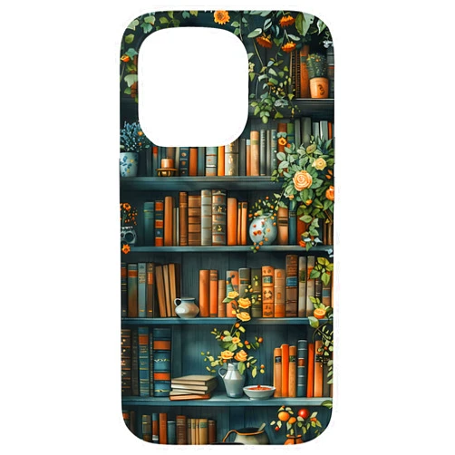 Books Coffee and Flowers Vintage Library iPhone 15 Pro Books and Coffee Vintage Library Case