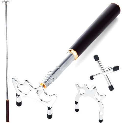 Skylety Retractable Billiards Cue Snooker Pool Bridge Stick with 3 Pieces Removable Bridge Head, Snooker Set Billiards Pool Cue Accessory for Pool Table