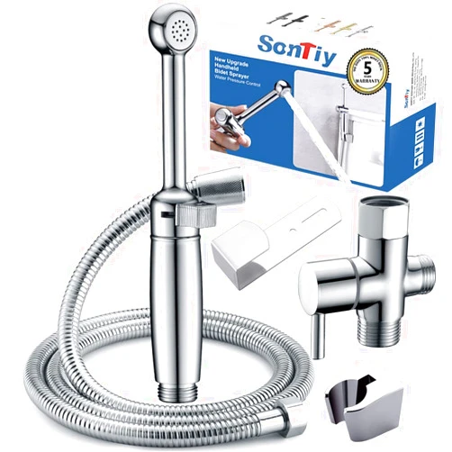 SonTiy Handheld Bidet Sprayer for Toilet, Cloth Diaper Sprayer Set Hand Held Bidet Jet Spray for Toilet with Backflow Preventer, Adjustable Water Pressure Control, Brass 7.2