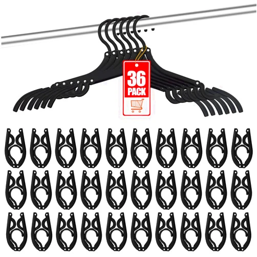 Trubetter 36 Pcs Travel Hangers - Cruise Ship Essentials Portable Folding Clothes Hangers Travel Accessories Foldable Clothes Drying Rack for Travel (Black)