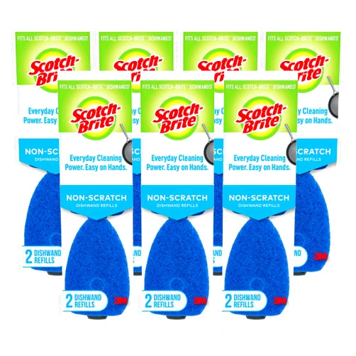 Scotch-Brite Non-Scratch Dishwand Refill, 14 Dish Wand Sponge Refills, Removes Stuck-on Food, Best for Nonstick Pots and Pans, Glass, Tubs & Showers, Fits all Scotch Brite Dishwands