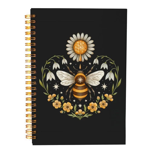 VNWEK Bee Notebook - Bee Journal, Bee Gifts for Women, Bee Themed Gifts, Honey Bee Gifts, Floral Bee Spiral Notebook 5.5x8.3,Writing Notebooks