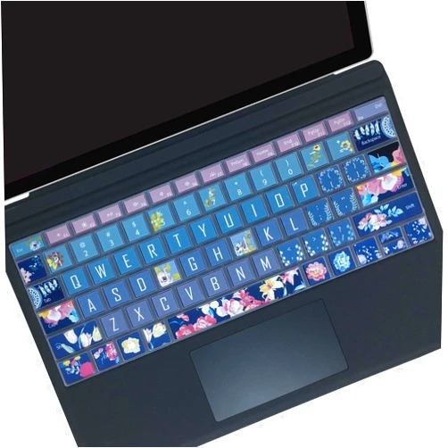 SANFORIN Keyboard Cover Skin for Microsoft Surface Pro 7 2019/Surface Pro 6 2018/Surface Pro 5 2017,Silicon Keyboard Protector with Big Letter Design,US Layout, Red Flower