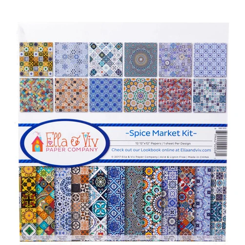 Ella & Viv by Reminisce EAV-1013 Spice Market Scrapbook Collection Kit, Original Version, Multicolor