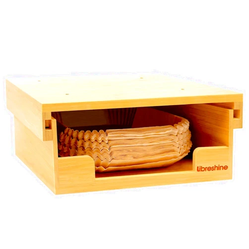 Libreshine 6/8/9 Inch Air Fryer Liner Dispenser, 8/9/10 Inch Paper Plate Holder Under Cabinet, Bamboo Kitchen Storage Organizer for Shelf and Countertop (Natural)