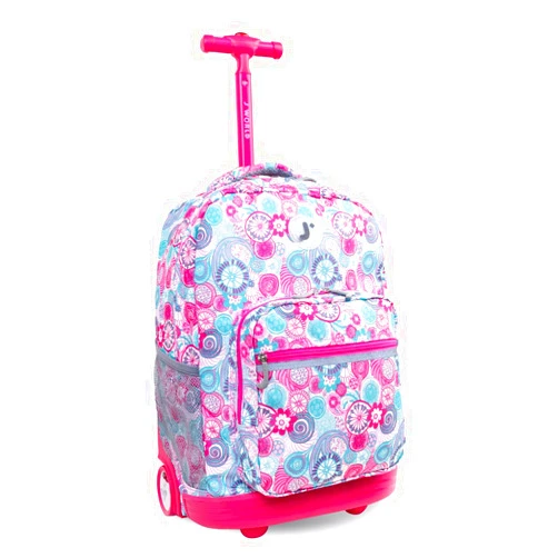 J World New York Sunrise Rolling Backpack, Blue Raspberry, One Size, 18