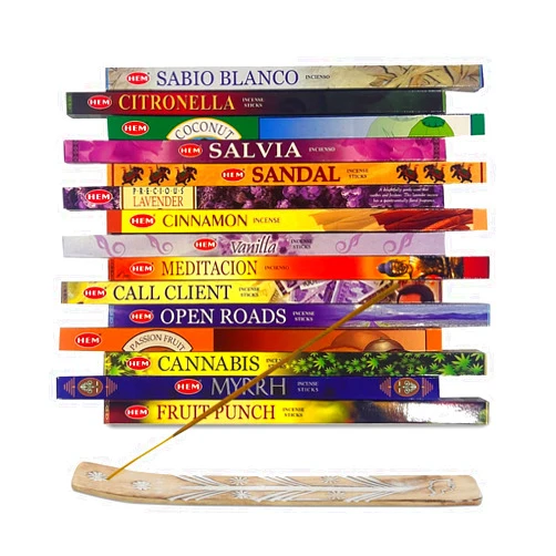 Raajsee Hem Incense Sticks Variety Pack of 15 Randomly Selected fragrances,8 Sticks Each, Total 120 Sticks with Raajsee Incense Holder