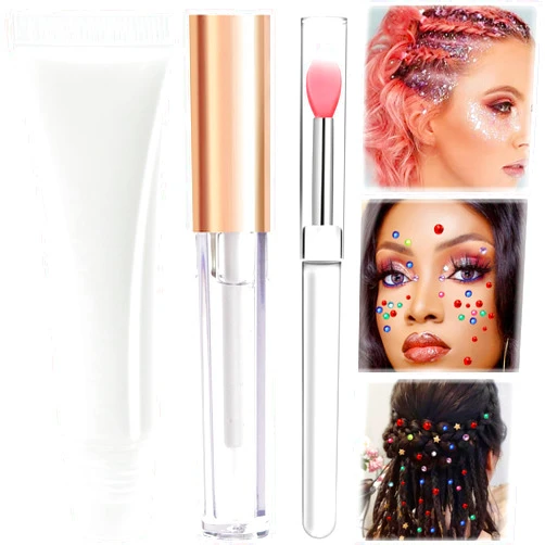 LOIKMIUP Face Body Glue for Gems Rhinestones, Glitter Glue Long Lasting Hair Adhesive, Designed for Eye Jewels Face Gems Hair Body Glitter Makeup