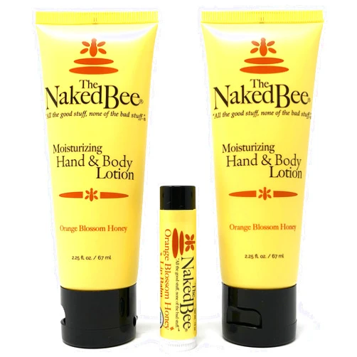The Naked Bee Orange Blossom Honey Lotion and Lip Balm Set, Hydrating, Moisturizing, and Natural Skin Care Products Cruelty Free