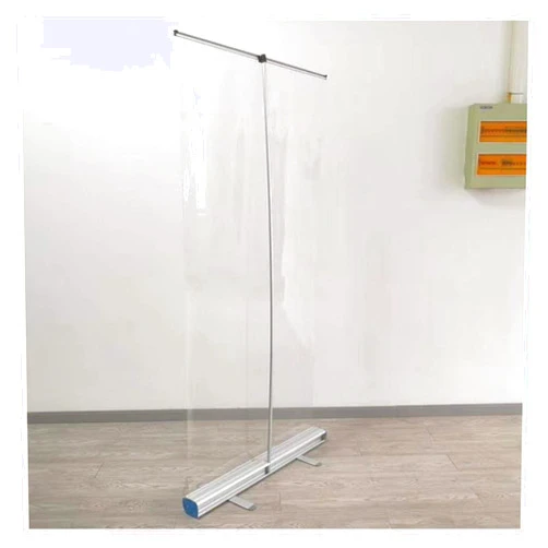 CUTPOIY Floor Standing Sneeze Guard, Portable Pull-Out Banner, Clear Film Protective Shield for Cafes, Retail Stores, Cashier, Receptionist, 60 * 160cm