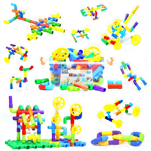 Ggiibro STEM Building Toy for Toddlers 106Pieces Tube Pipe Toy,Educational Preschool Game for 3+ Years,Learning Building Blocks Play with Storage Box Gift Kit,Montessori Toys for Boys & Girls