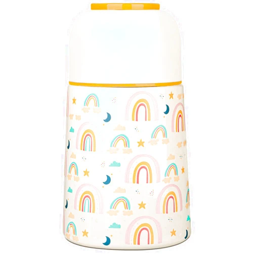 Charcy 9oz Kids Thermo for Hot Food - Insulated Food Jar for Hot & Cold Food - Angular Lid Ivory Rainbow