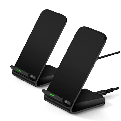 ABCPOW Fast S24 Ultra Samsung Wireless Charger Stand, 2 Pack 15W Cordless Charging Station for Samsung Galaxy S24 Plus S23 FE S22 S21 Z Flip 5, iPhone 15 Pro Max 15 14 13 12 11, Android Phone Holder Dock