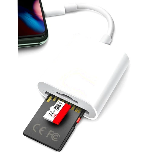 ChiaoPio SD Card Reader for iPhone iPad, ChiaoPio Memory Card Viewer, SD Card Reader Adapter for SD/MicroSD, No App Required, Plug and Play