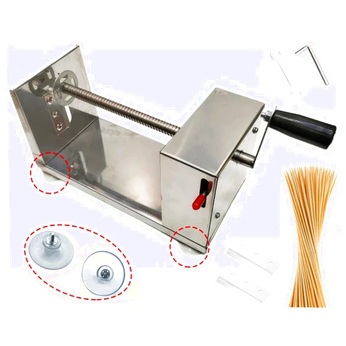 ForconMed Potato machine,Suction cup type potato spiral slicer,twisted potato slicer spiral,Manual Twisted Spiral Stainless Steel French Fries Cucumbers Carrots DIY BBQ Slicer,Comes with 50 BBQ bamboo skewers