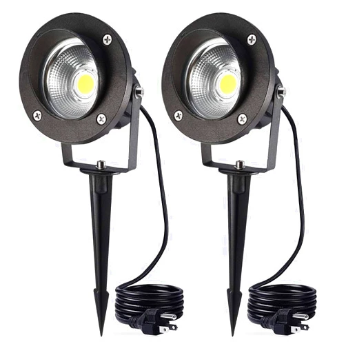 LCARED LED Landscape Lighting High Power 18W Outdoor Garden Lights,120V AC,Warm White Waterproof Spotlights for Yard,Patio,Lawn,Wall, Flood,Driveway,Tree Flag Light,Metal Ground Stake (2 Packs)