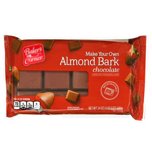 Generic Chocolate Almond Bark 24 oz Pack, Make Your Own Bakers Dipping Snack Food For Holiday Gifts Treats, Gluten Free